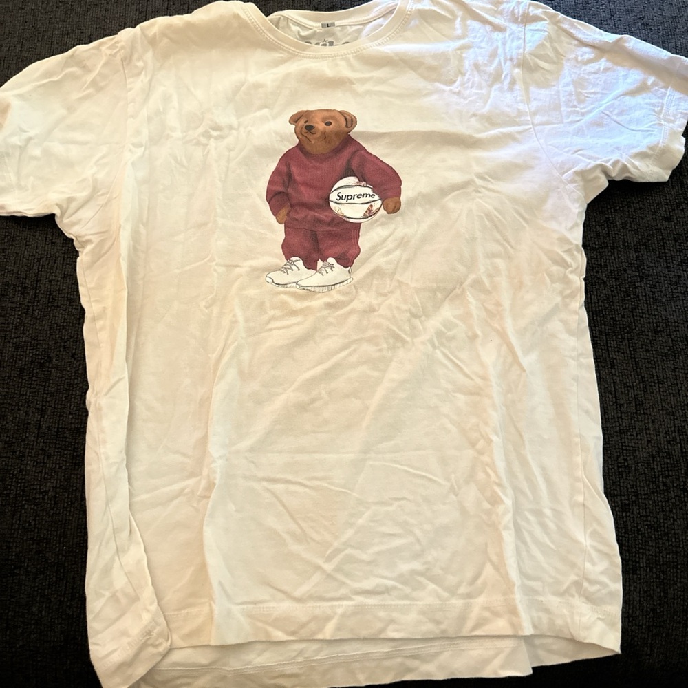 Supreme White T-Shirt with Bear Graphic